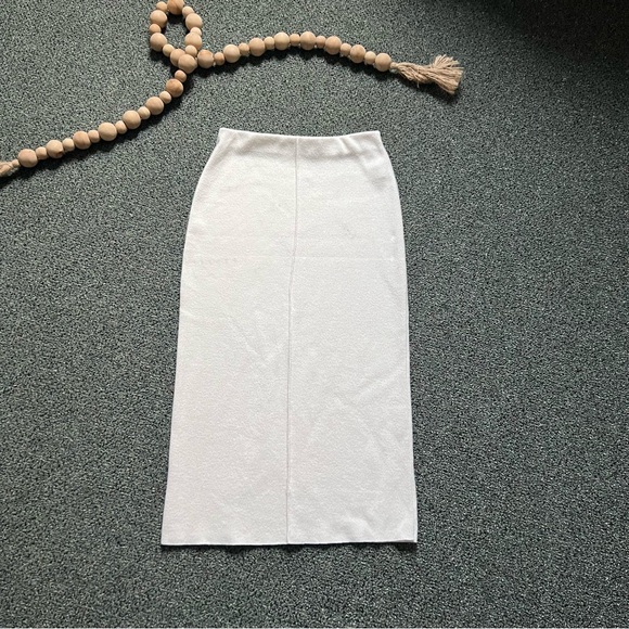 ZARA White Basic Felt Sweater Midi Maxi Knee-Length Pencil Bodycon Modest Skirt - Picture 5 of 16